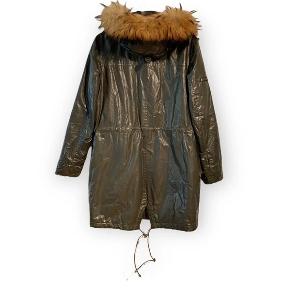 SAM. NYC Devon  Parka in Khaki Green Raccoon - Picture 3 of 16